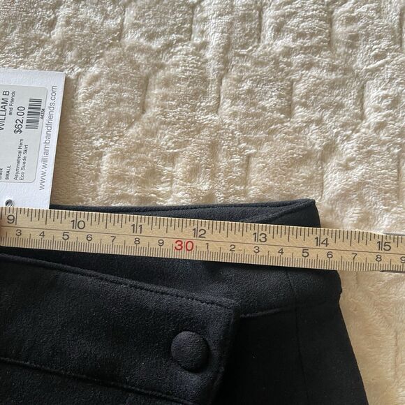 NWT-William B Asymmetrical‎ Hem Eco Black Suede Mini Skirt Sz S MSRP $62 - Picture 2 of 16